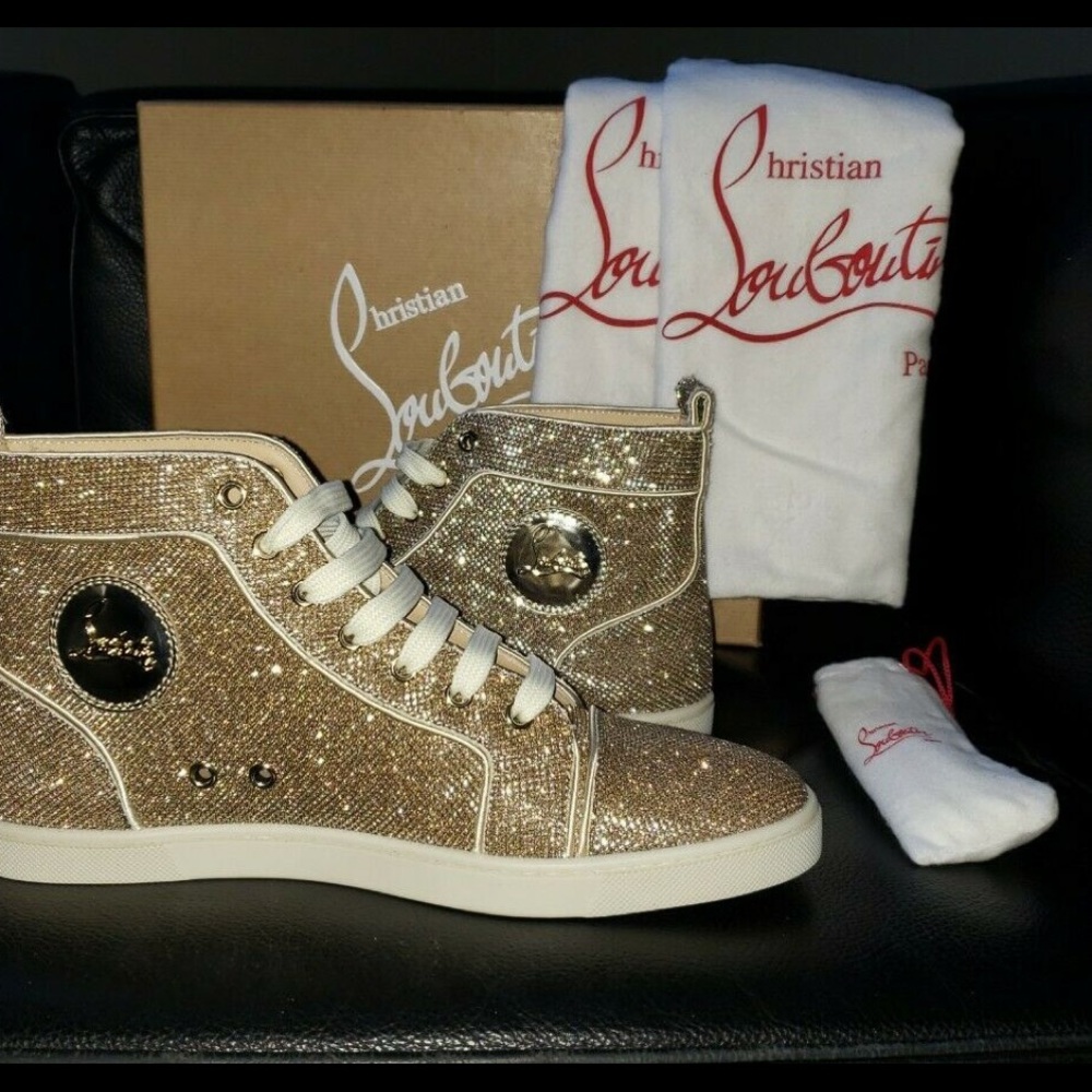 Christian Louboutin Bip Bip Glitter Hightop Gold